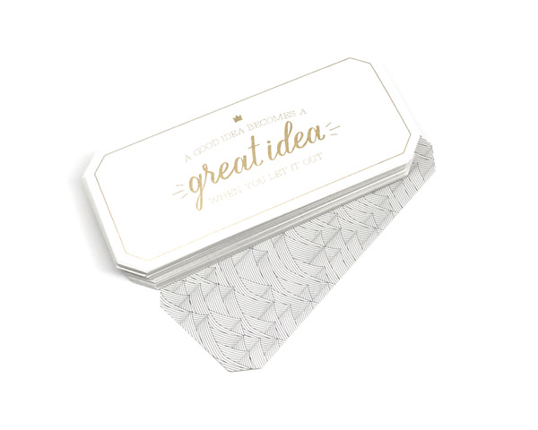 Manifesto bookmarks, gold foil, die cut, screen printed pattern