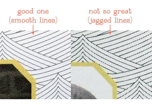 Here you can see the print quality between Jakprints (left) and StationeryHQ (right).