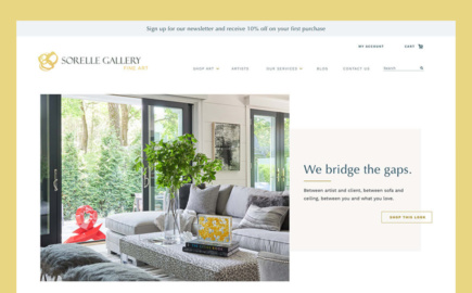 Sorelle Gallery custom Shopify website for an art gallery based in New Canaan Connecticut
