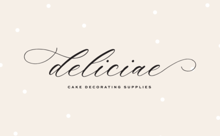 Deliciae logo and brand identity for cake decorating supply shop