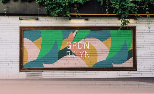 Street mural featuring visual design for a specialty garden store.