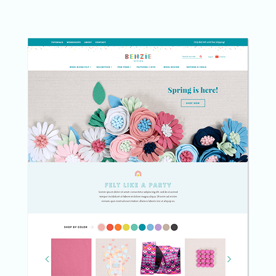 Benzie Design crafting company Custom Shopify website design