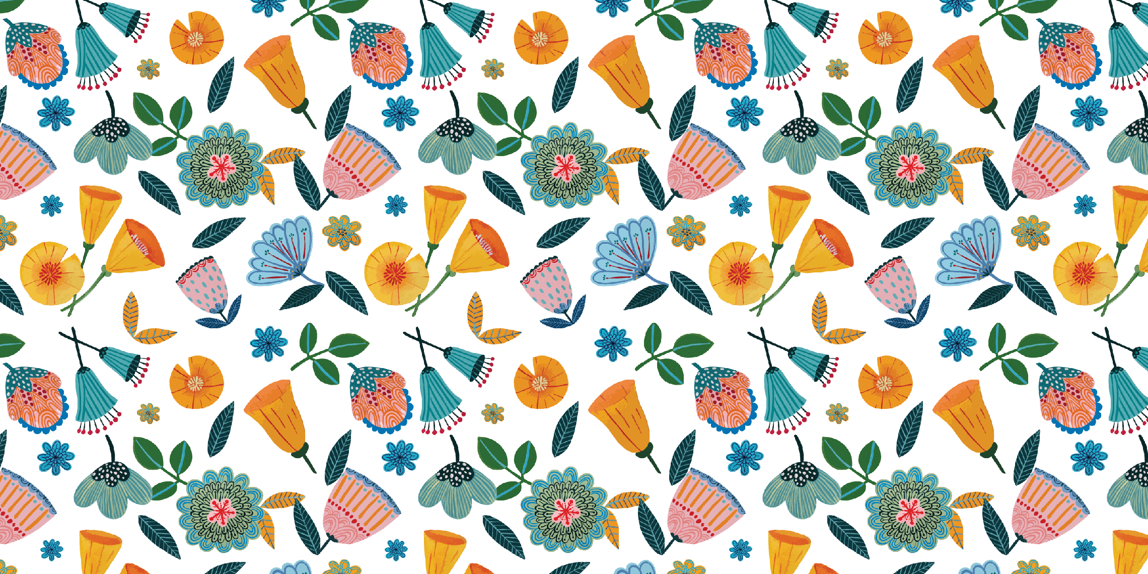Wildflower pattern for 3 Fish Studios - Branding for an artist studio.