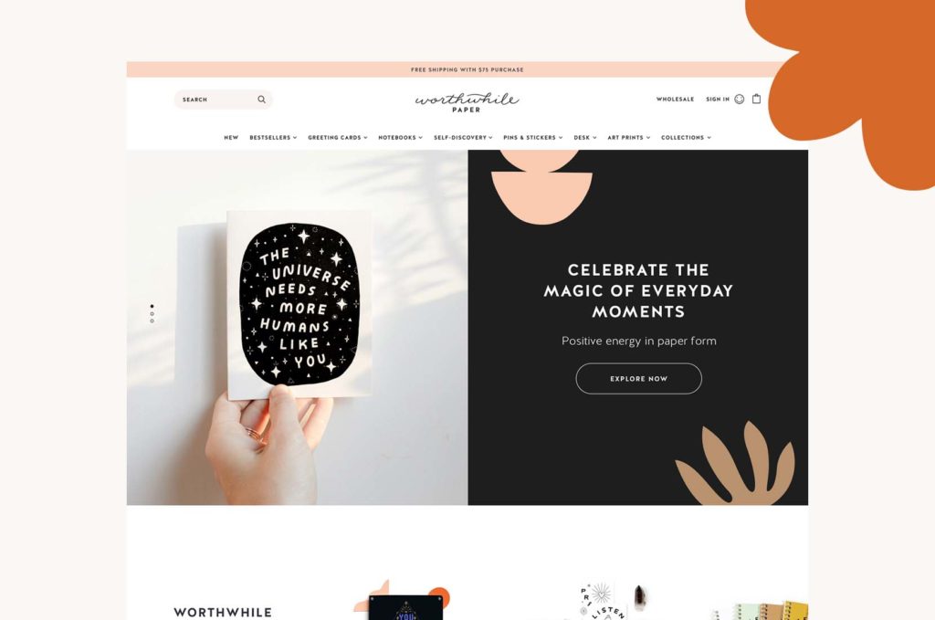 Website for Worthwhile Paper, a stationery shop