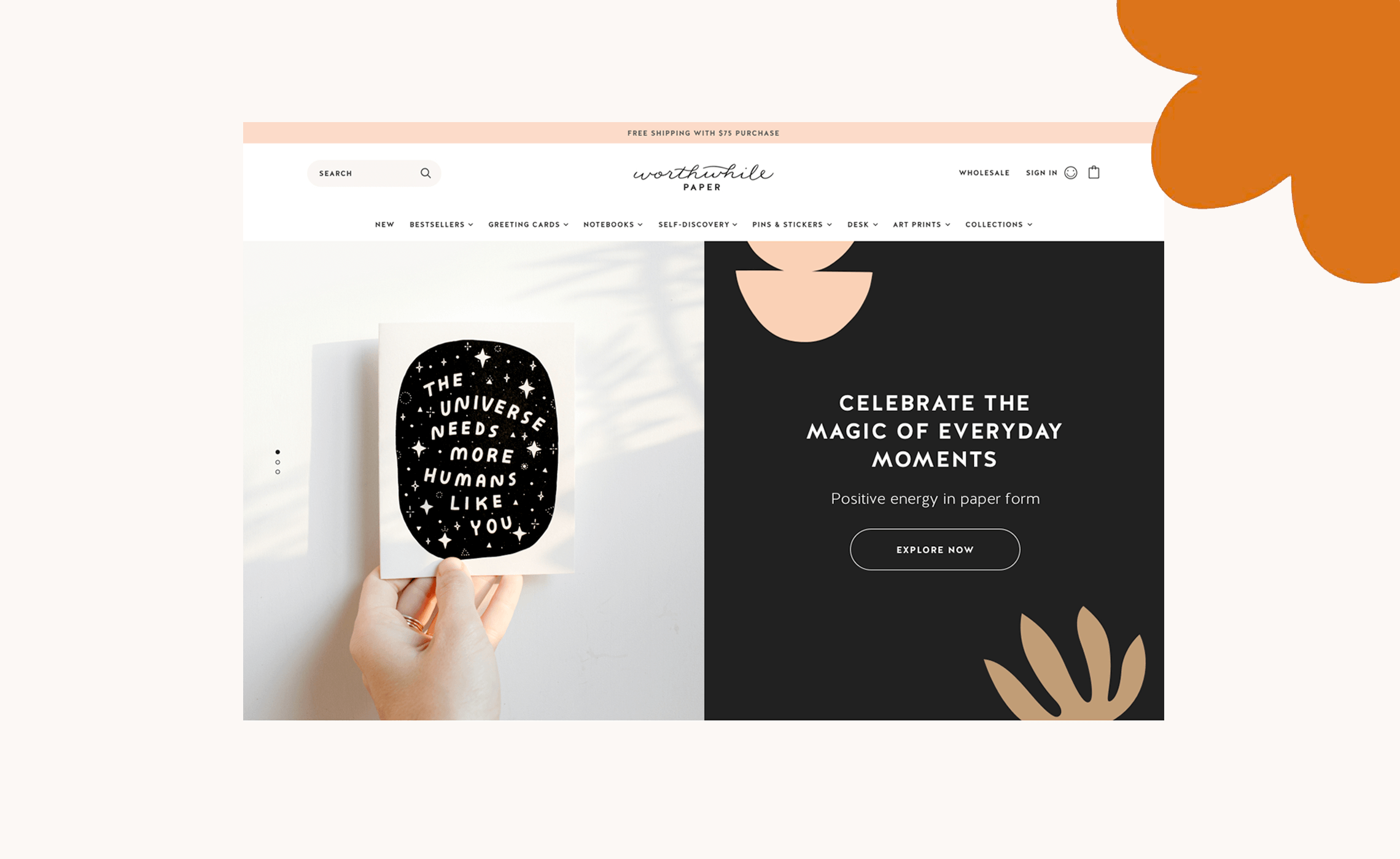 Shopify website design for a handmade stationery shop