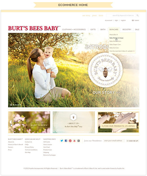 Burt's Bees Baby website designed by Aeolidia