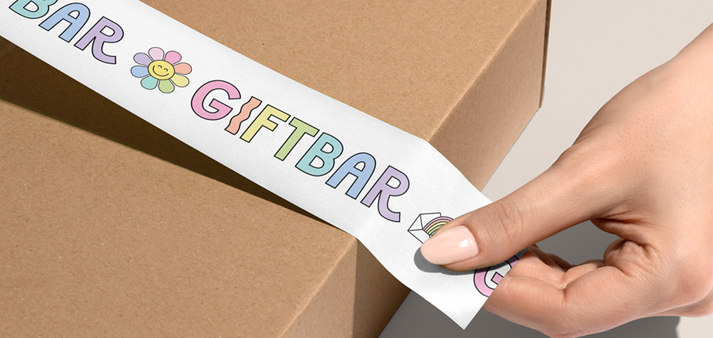 Giftbar - packaging tape design for a brick and mortar gift shop.
