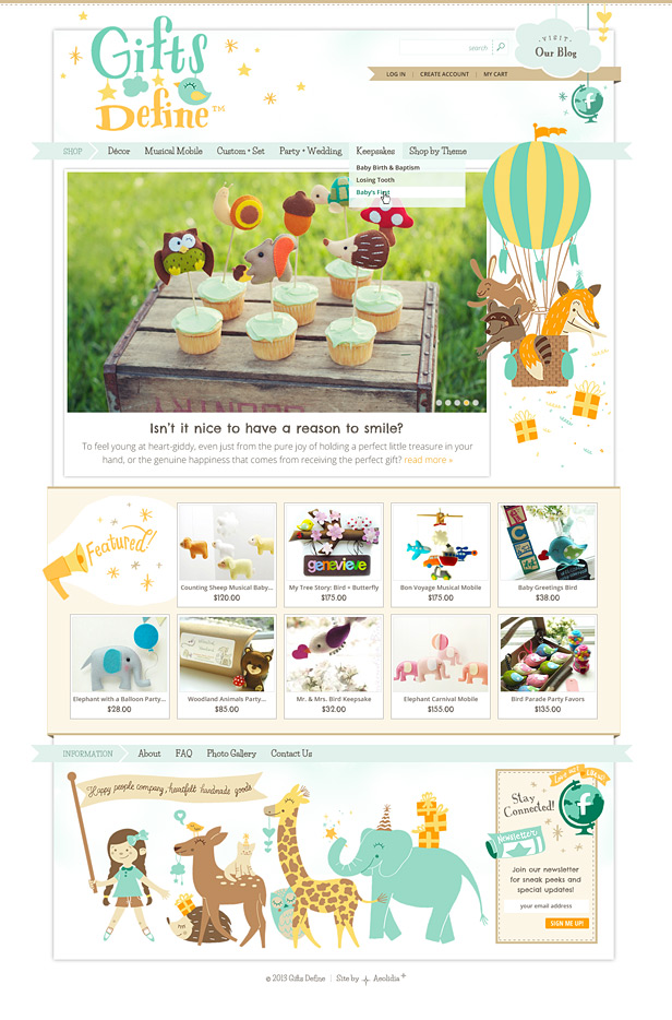Gifts Define illustrated website by Aeolidia