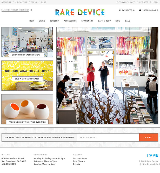 Rare Device, honored in the 2013 Shopify Design Awards