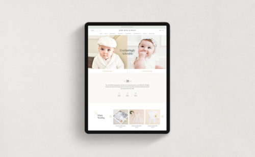 Mobile first website design for handmade baby clothes company.