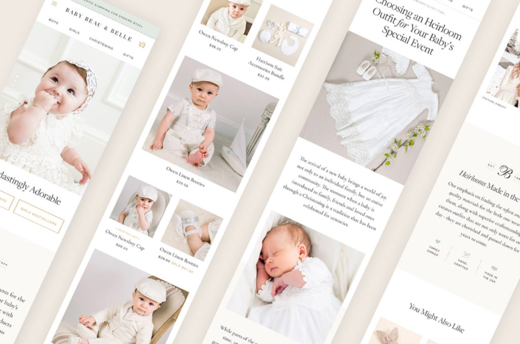 When to hire a Klaviyo expert? We break it down and share results. Shown here, mobile design for handmade baby clothes company. 