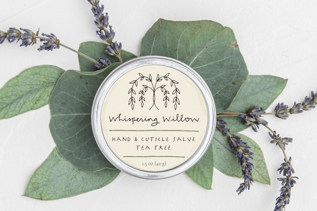 Whispering Willow - salve packaging design for a natural apothecary line.