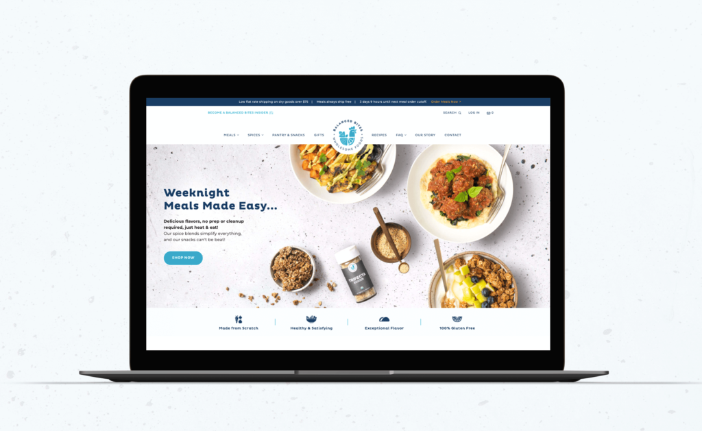 A streamlined Shopify website redesign for an ecommerce meal delivery brand, Balanced Bites.