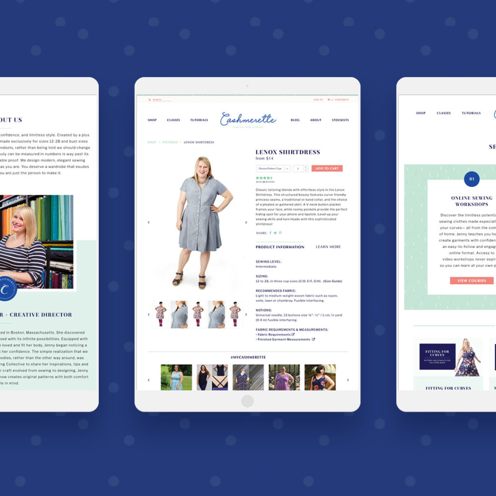 Cashmerette - Shopify product page for a sewing brand.