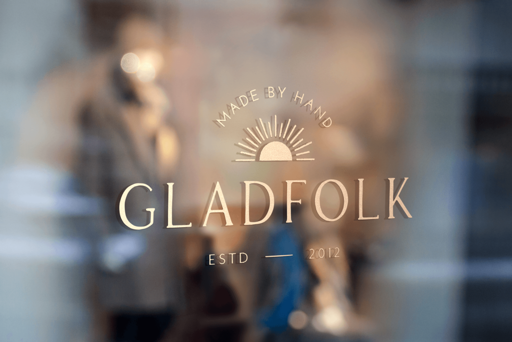 Gladfolk - storefront design for a modern lifestyle goods brand. Logos are just one of the illustration types that we offer.
