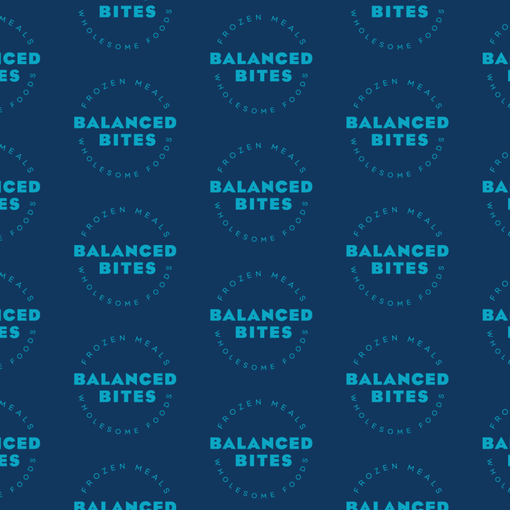 Repeating brand mark pattern for Balanced Bites Wholesome Foods