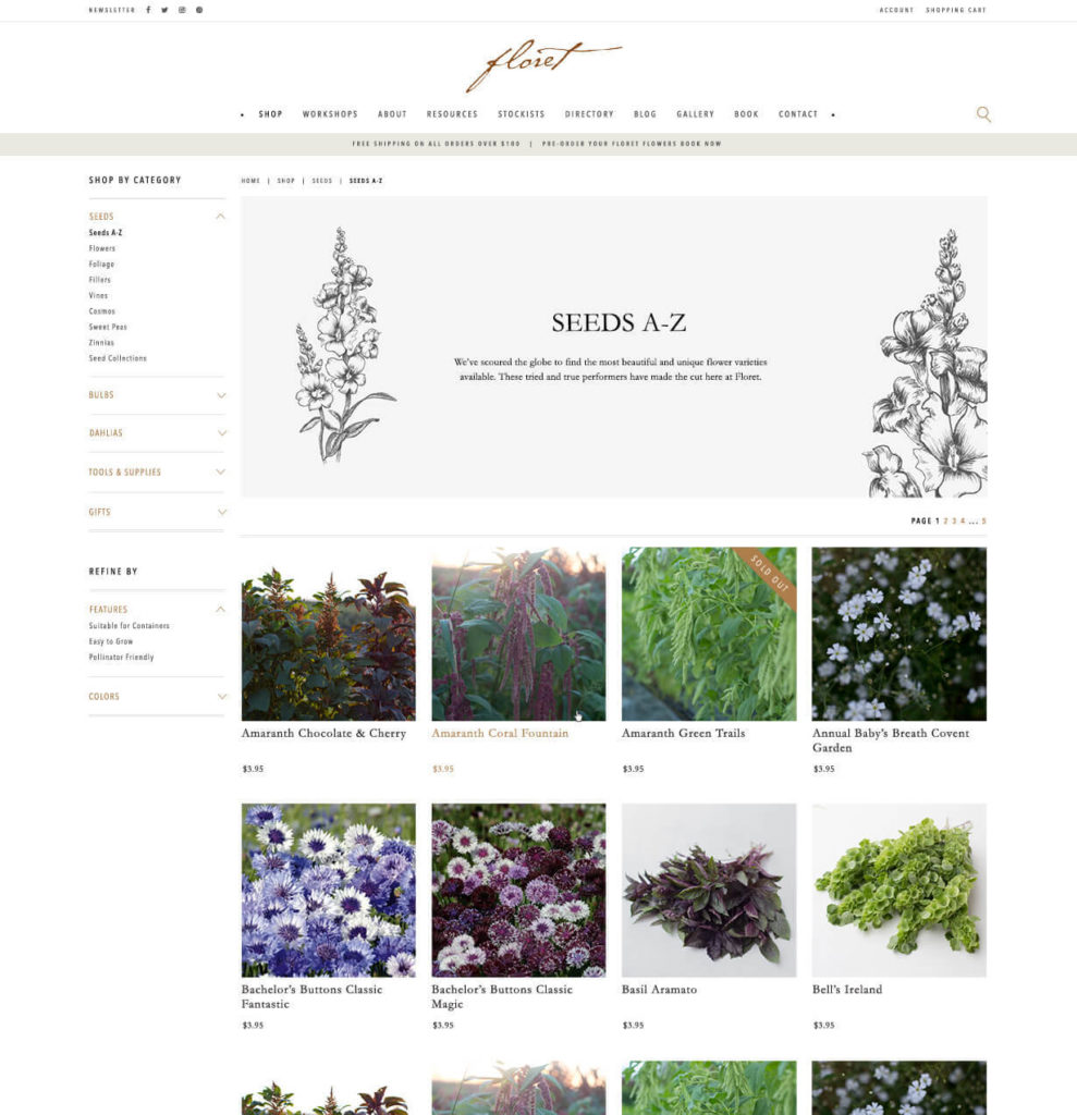 A strategic Shopify and WordPress integration for a flower farm designed by Aeolidia.