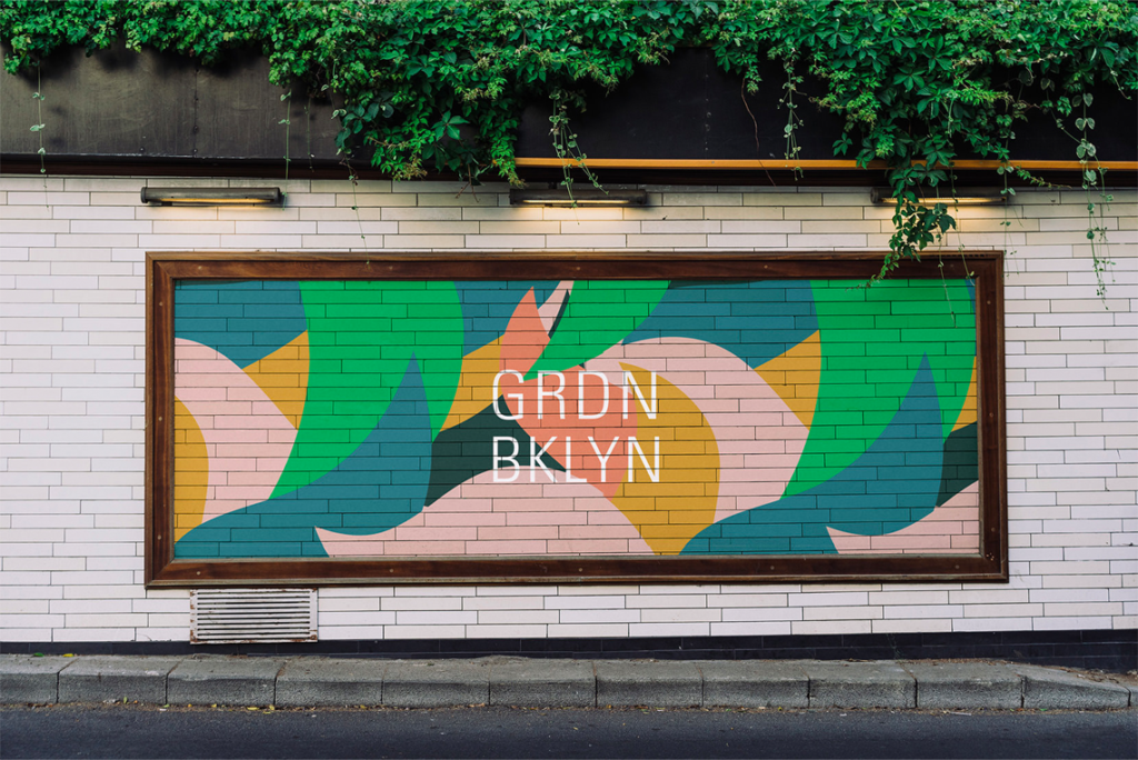 GRDN - street mural featuring visual design for a specialty garden and home store.