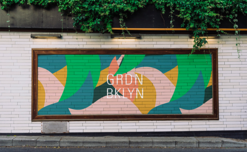 GRDN - street mural featuring visual design for a specialty garden and home store.
