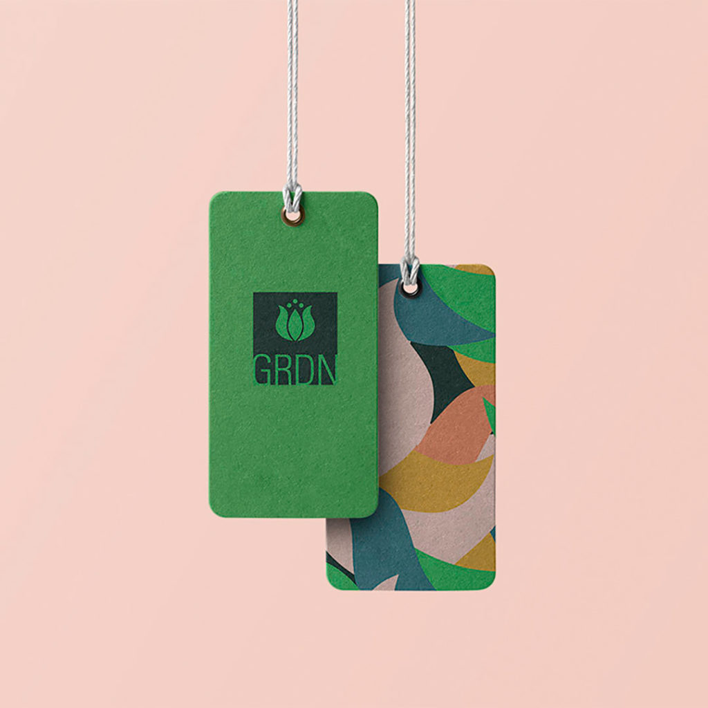 GRDN - hang tag packaging design for a specialty garden and home store.