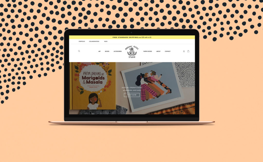 Meenal Patel website theme for an artist, illustrator, and writer. This post shares our top product-based business strategy.