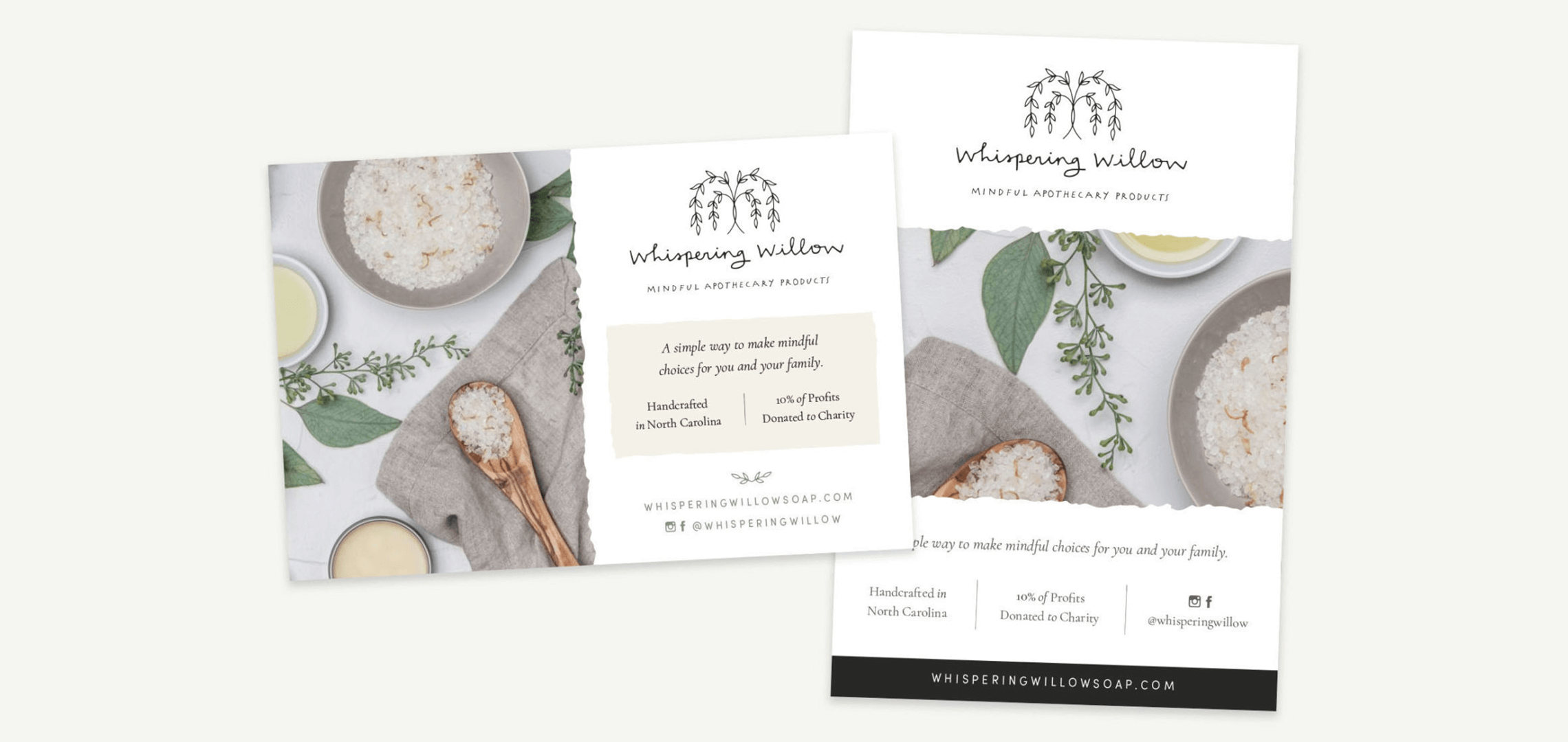 Whispering Willow - postcard design for a natural apothecary line.