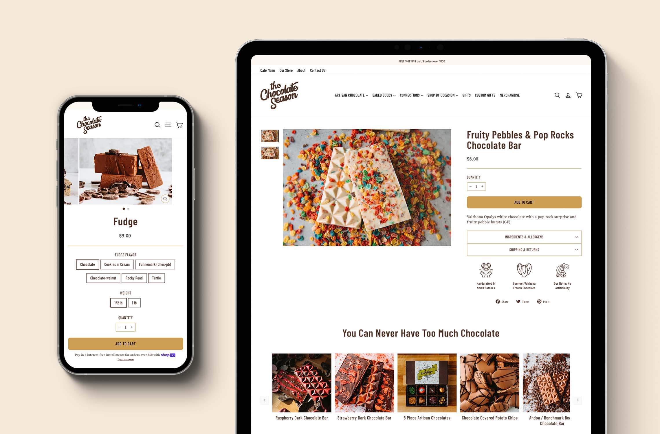 product page design features custom brand touches