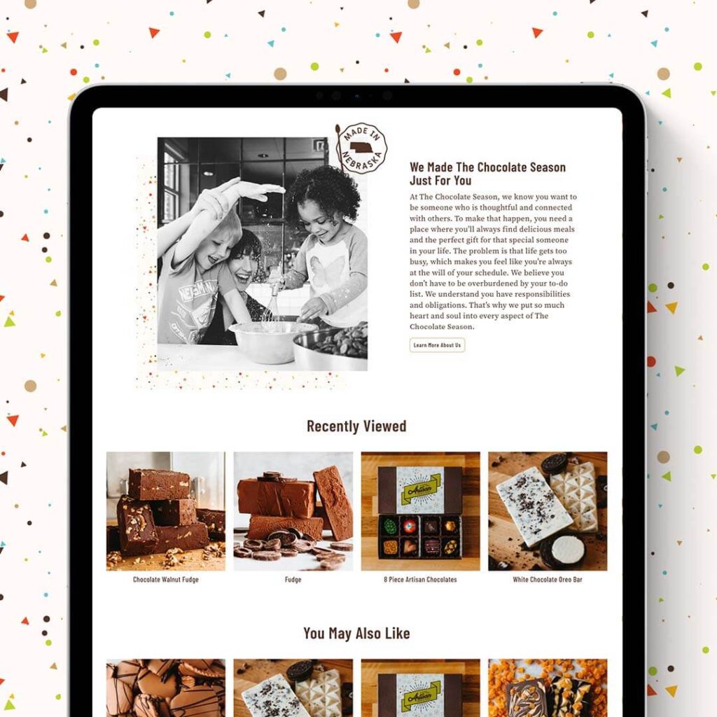 About Us page for a chocolate company