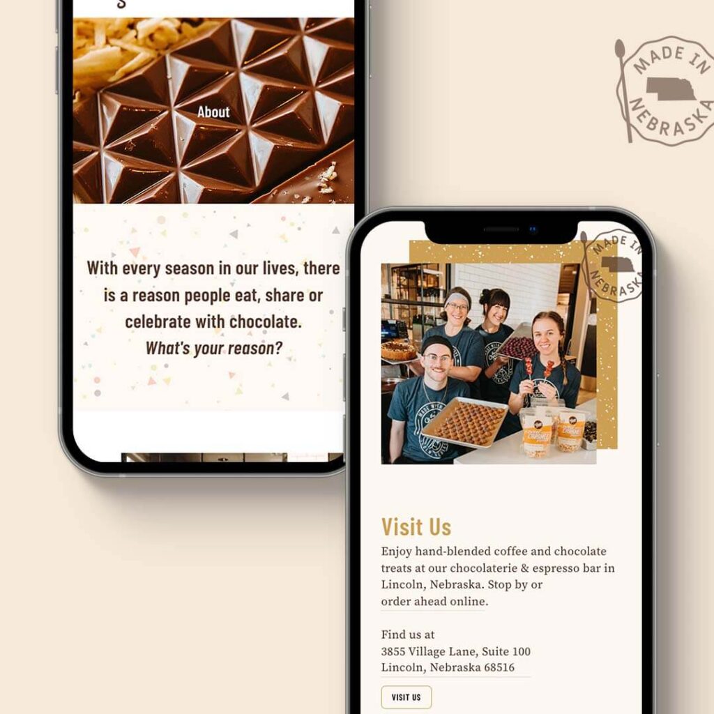 mobile website design for a chocolate company