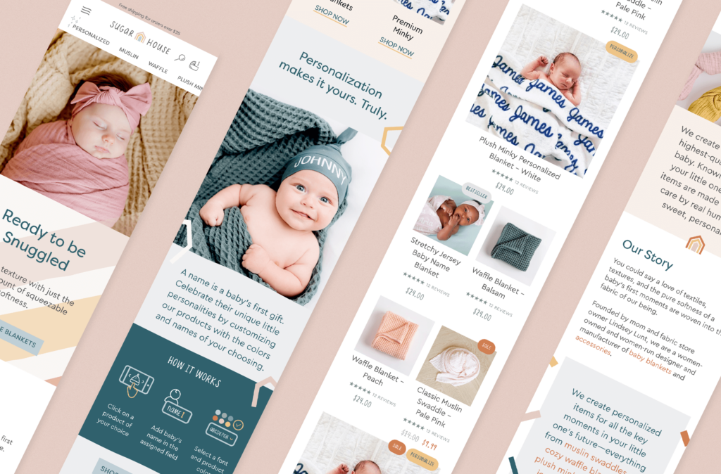 Mobile website design for an e-commerce baby brand