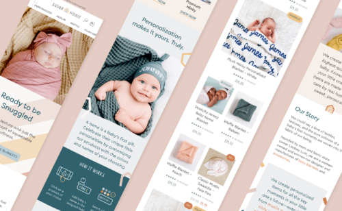 Mobile website design for an e-commerce baby brand