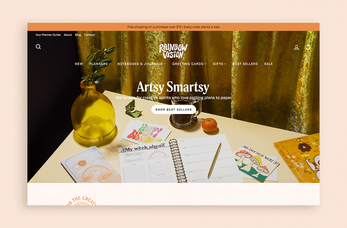 Shopify theme customization and brand identity for a stationery company.