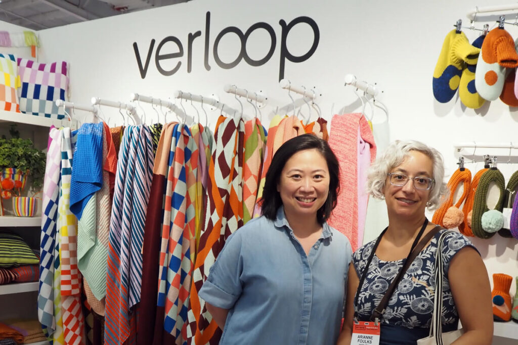 Ella of Verloop and Arianne of Aeolidia in the Verloop booth at Shoppe Object