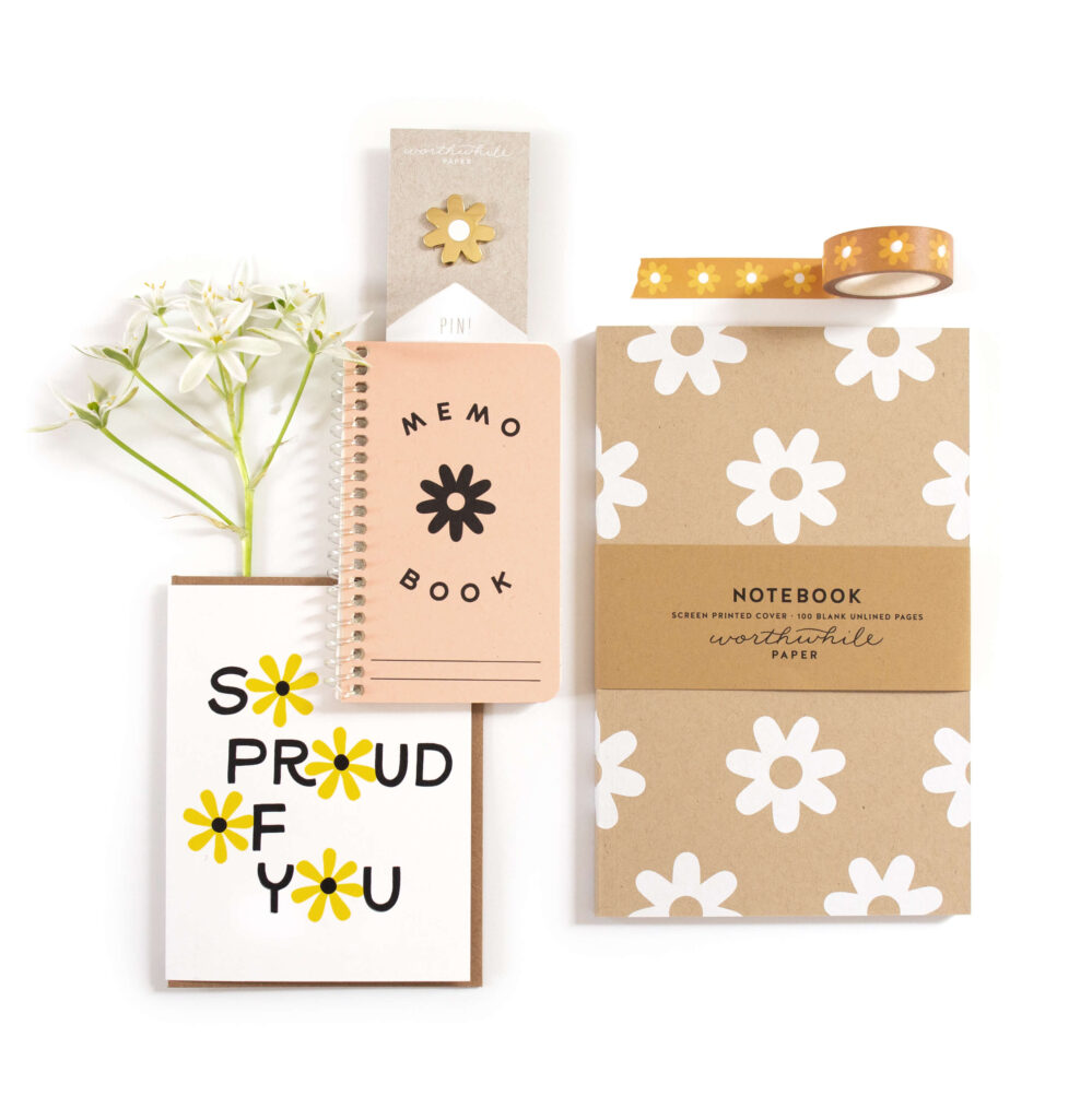 Floral stationery set by Worthwhile Paper. Read the full interview with artist and business owner Kristen Drozdowski. She shares her business journey and reflects on hiring Aeolidia to design her stationery website.