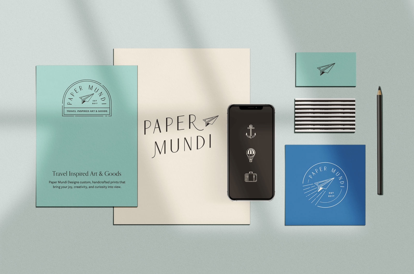 Custom brand identity for Paper Mundi designed by Aeolidia.