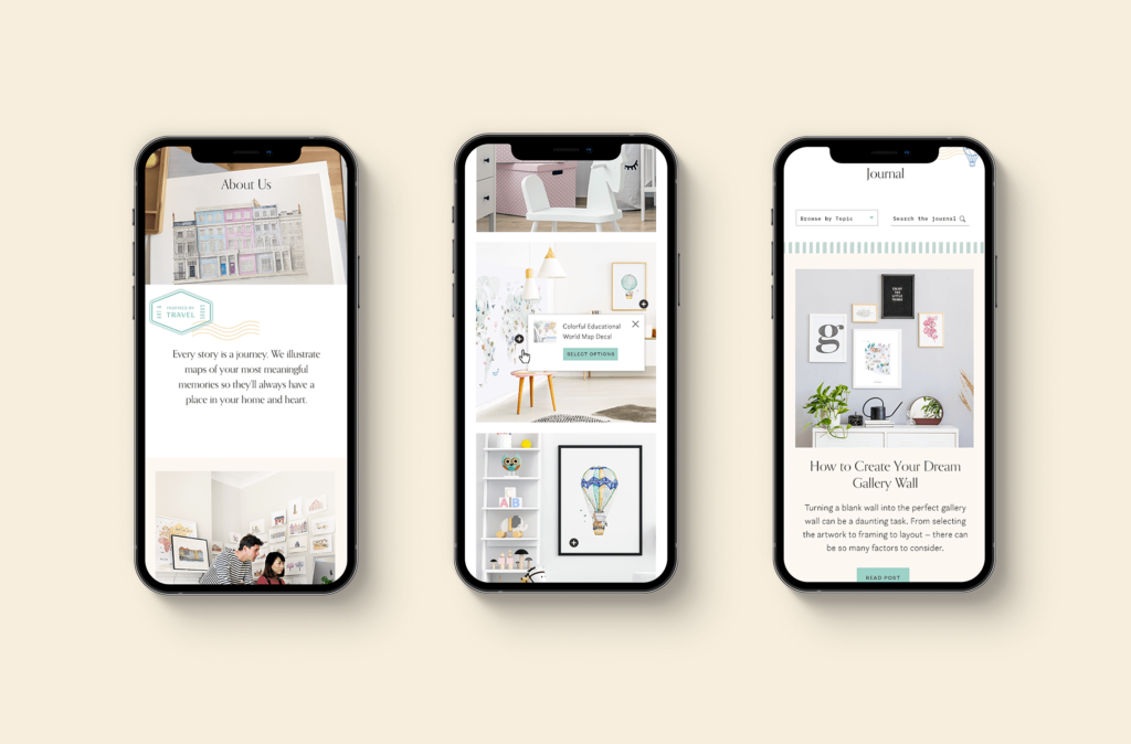 mobile optimized shopping for Paper Mundi, an art prints shop