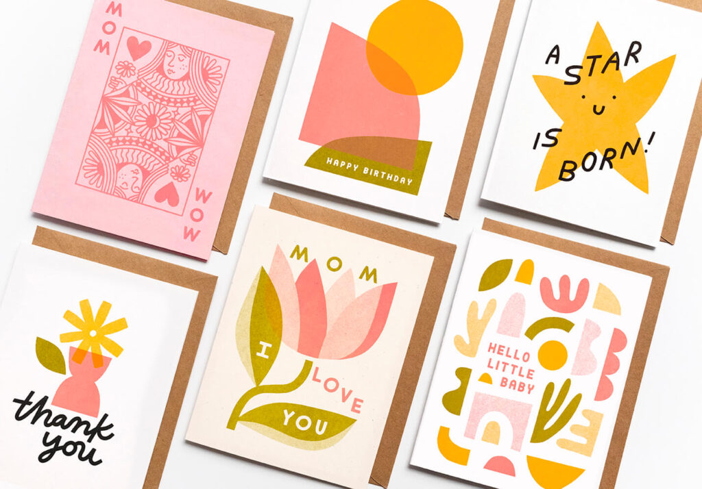 boho minimalist greeting cards by Artist & Business Owner (and Aeolidia client) Kristen Drozdowski