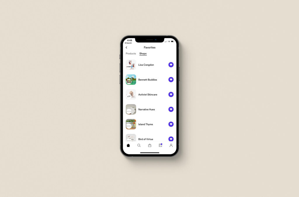 Shopify's Shop app saves your favorite shops and products.