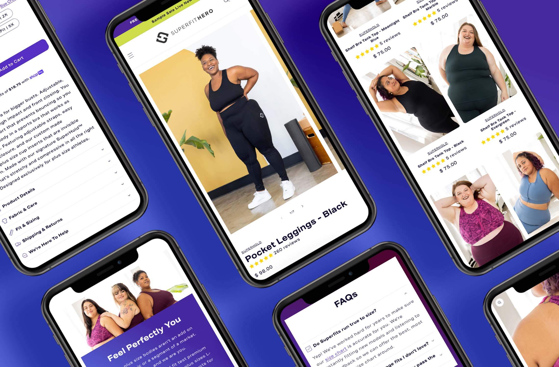 mobile view of Superfit Hero's new Shopify website design