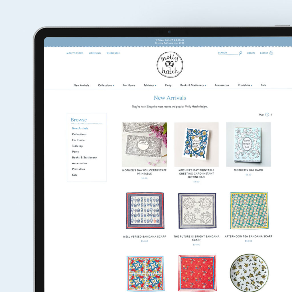 Collection page for a houseware brand's custom Shopify website by Aeolidia.