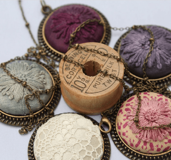 Styled product photo fro handmade textile jewelry. 