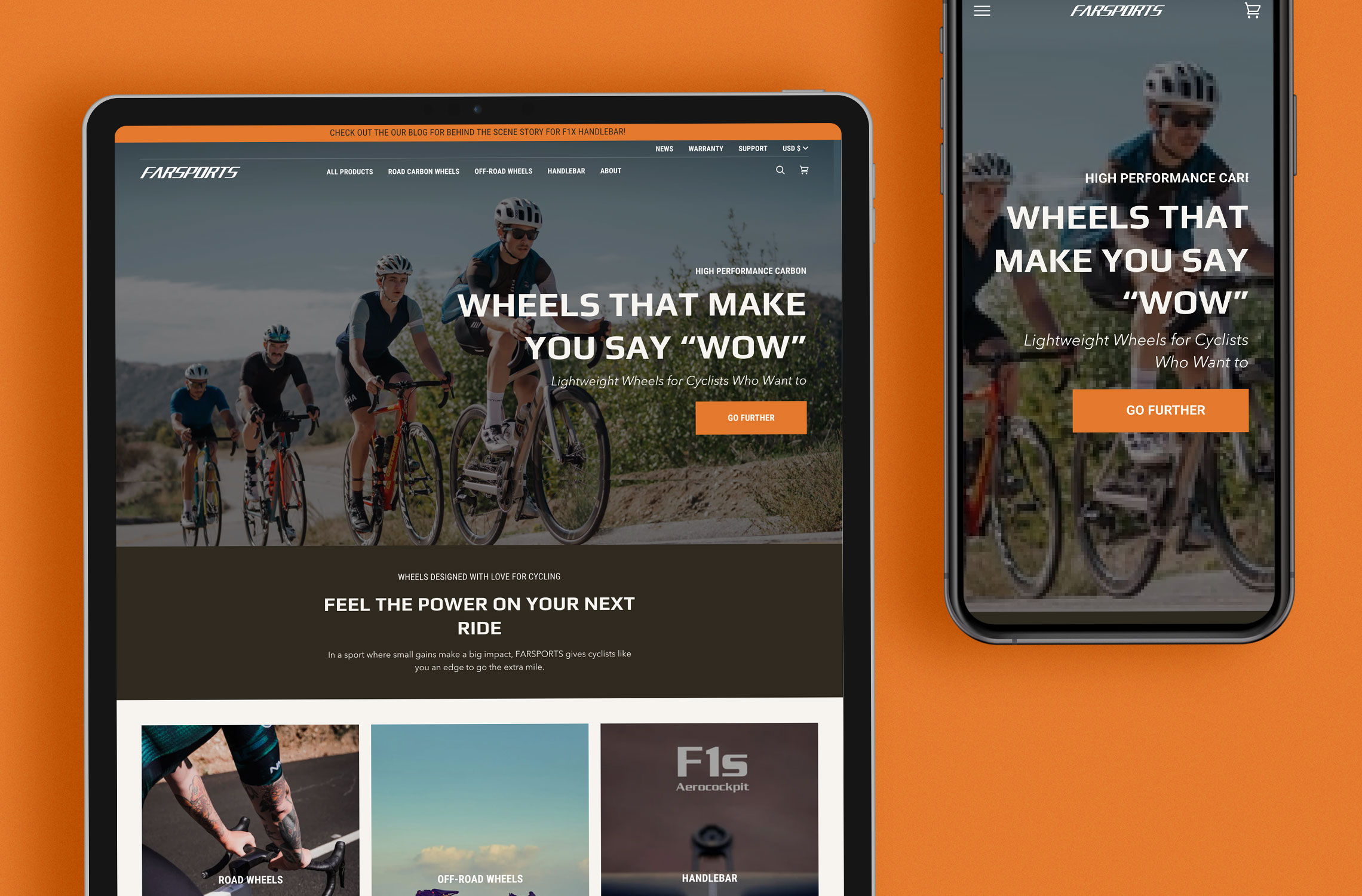 website typography for  manufacturer of carbon cycling components reflects their high-performing wheels