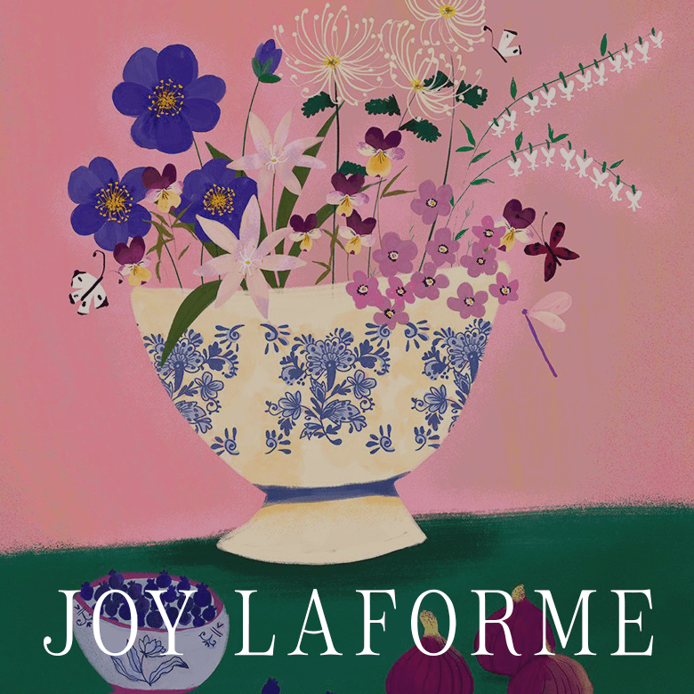 Joy Laforme artwork with typographic logo