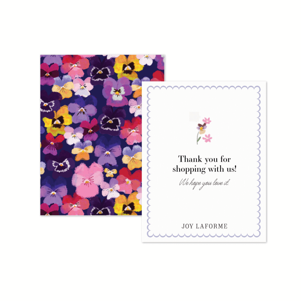 thank you card design - example of branding in use