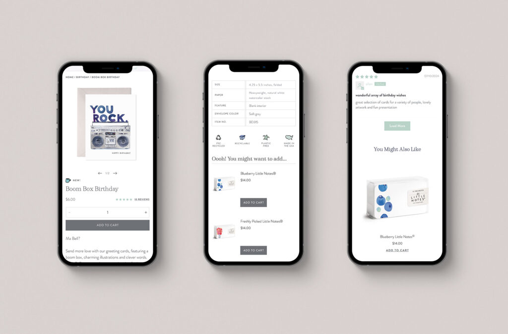 custom mobile design for a paper goods brand
