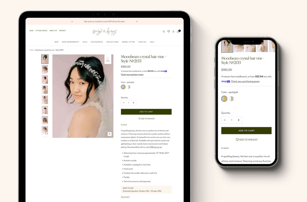 Twigs and Honey's product page