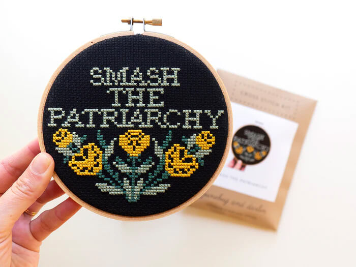 Smash the Patriarchy cross stitch kit