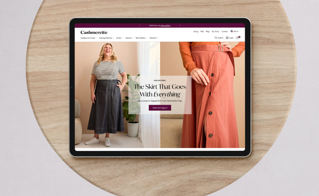 Custom Shopify design for a sewing pattern brand.