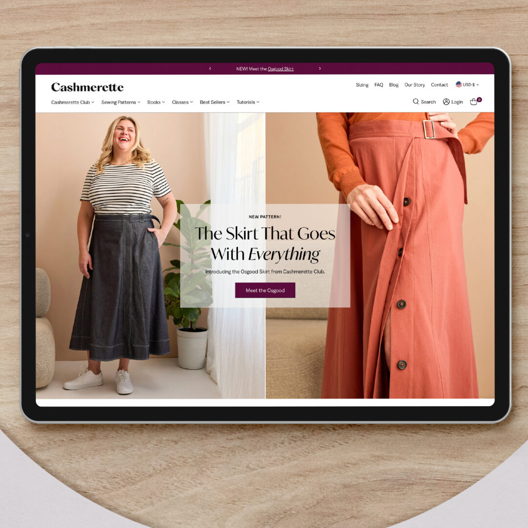 Custom Shopify design for a sewing pattern brand.