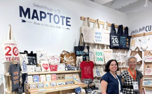 Rachel and Arianne in the Maptote booth at the 2026 NYC trade shows